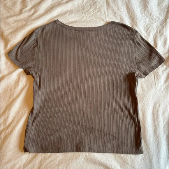 GAP Brown Ribbed Short Sleeve Tee - Picture 2 of 4